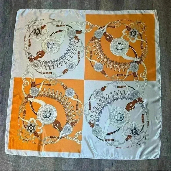 🆕Luxury Satin Print Scarf  90cmx90xm - Picture 2 of 15